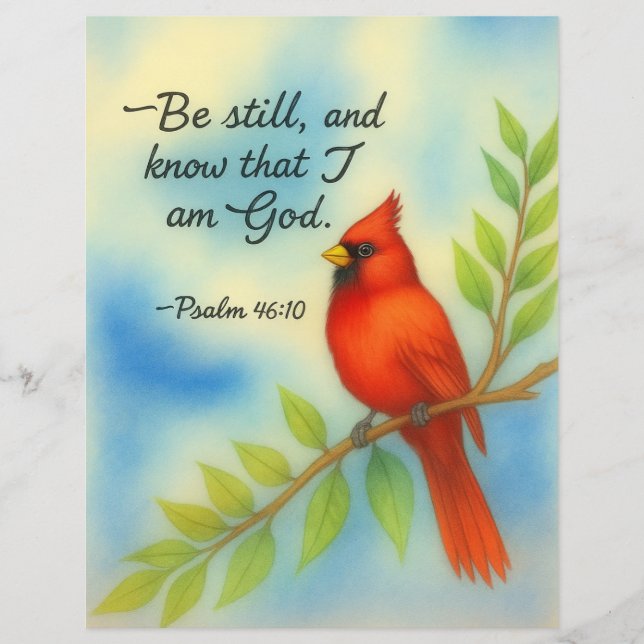 Psalm 46:10 Var Still Röd Kardinal Skrift Natur (Framsida)