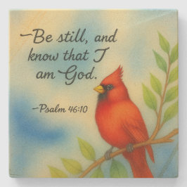 Psalm 46:10 Var Still Röd Kardinal Skrift Natur Stenunderlägg