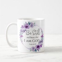 Psalm 46:10 Var stilla och känn bibelns Blommigt f Kaffemugg