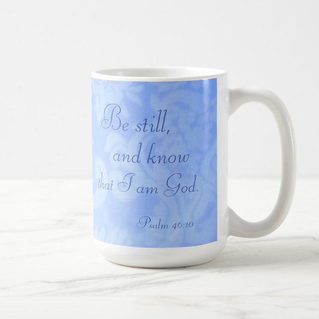 Psalm 46:10 Var stilla och känn Blue Paisley Ceram Kaffemugg (Höger)