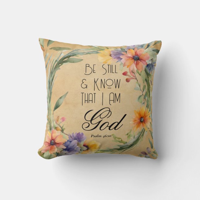Psalm 46:10 Var stilla och känn Kudde (Framsida)