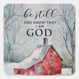 Psalm 46:10 Var stilla och vet att jag är GOD Wint Fyrkantigt Klistermärke