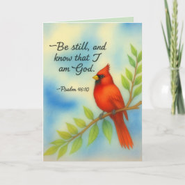 Psalm 46:10 Var Stilla Röd Kardinalskrift Natur Kort