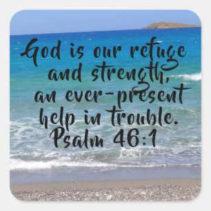 Psalm 46:1 Beach Anpassningsbar Bible Verse Fyrkantigt Klistermärke