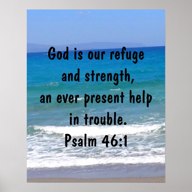 Psalm 46:1 Bible Verse Beach Poster (Framsidan)