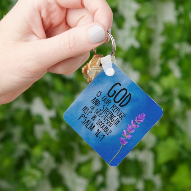 Psalm 46:1 Christian Bible Verse Art Nyckelring (Hand)
