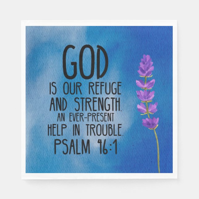 Psalm 46:1 Christian Bible Verse Art Pappersservett (Framsidan)
