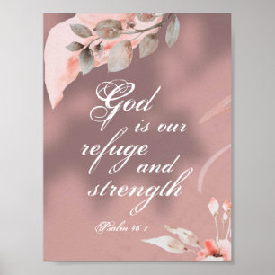 Psalm 46:1 Gud är vår Bibel om frid och styrka. Poster