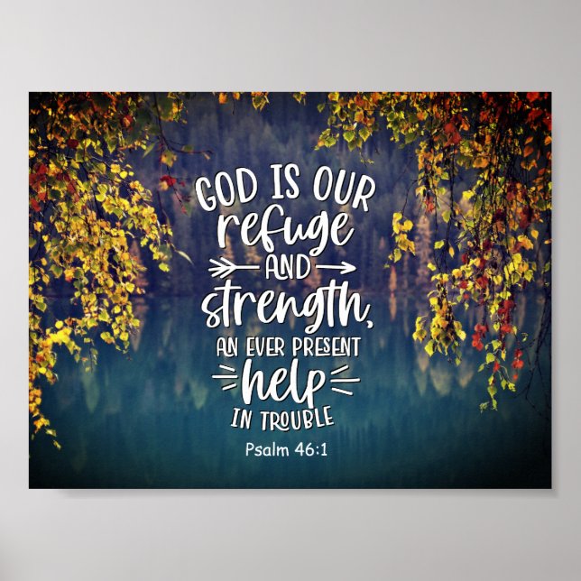Psalm 46:1 Gud är vår frid och styrka Poster (Framsidan)