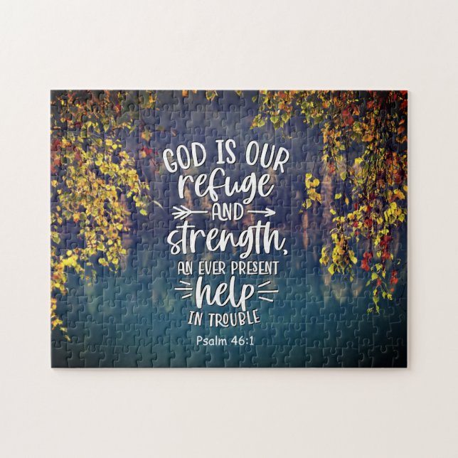 Psalm 46:1 Gud är vår frid och styrka Pussel (Horisontell)