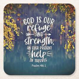Psalm 46:1 Gud är vår frid och styrka Underlägg Papper Kvadrat