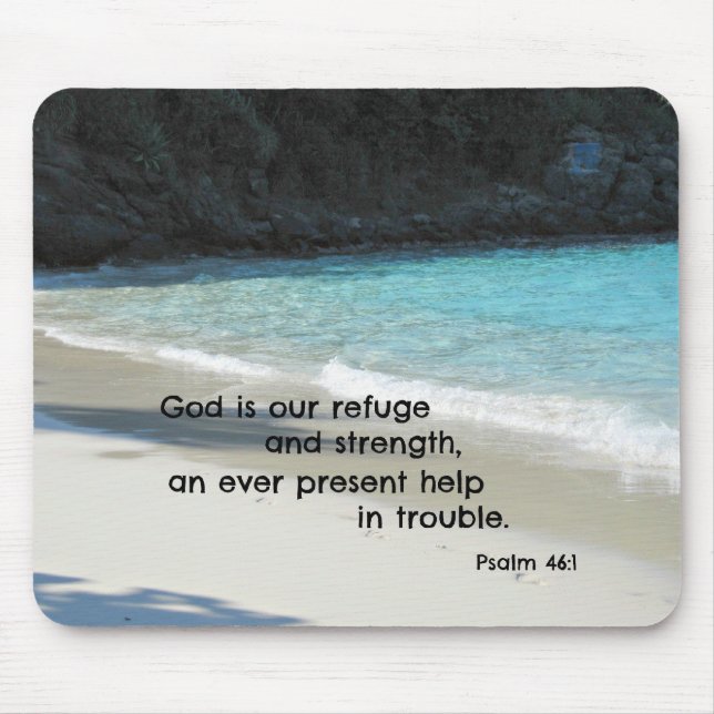 Psalm 46:1 Gud är vår tillflykt och styrka.. Musmatta (Framsidan)
