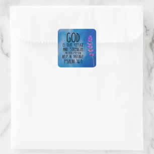Psalm 46:1 Kristet bibelvers konst Fyrkantigt Klistermärke