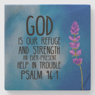 Psalm 46:1 Kristet bibelvers konst Stenunderlägg