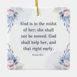 Psalm 46:5 Bibelvers Gud är inom henne KJV Julgransprydnad Keramik
