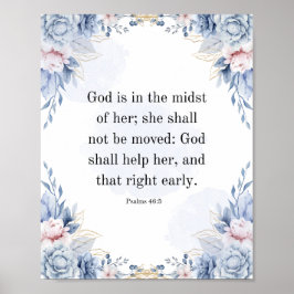 Psalm 46:5 Bibelvers Gud är inom henne KJV Poster