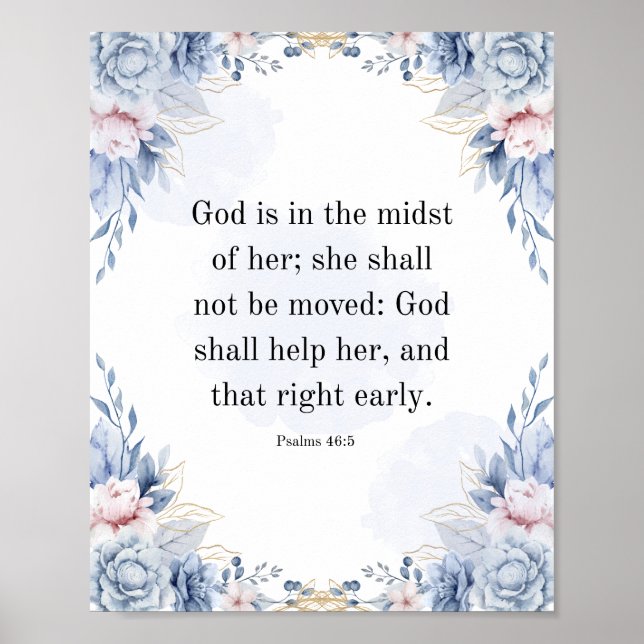 Psalm 46:5 Bibelvers Gud är inom henne KJV Poster (Framsidan)