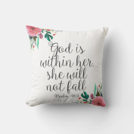 Psalm 46:5 Gud är i henne, tjejen Bible Scripture Kudde