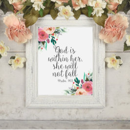 Psalm 46:5 Gud är i henne, tjejen Bible Scripture Poster