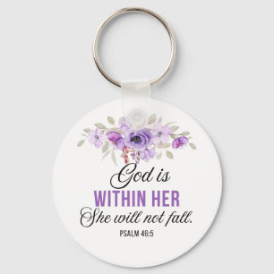Psalm 46:5 Gud är i hennes skriptblomma Nyckelring