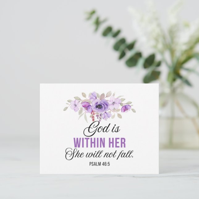 Psalm 46:5 Gud är i hennes skriptblomma Vykort (Stående Fram)