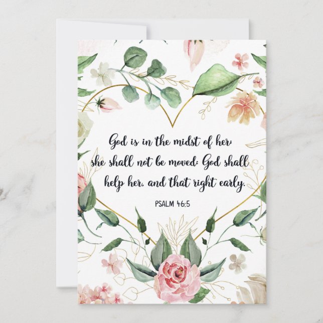 Psalm 46:5, Gud är inom hennes, skriptkonst Inbjudningar (Framsida)