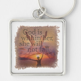 PSALM 46:5 - Keychain Fyrkantig Silverfärgad Nyckelring
