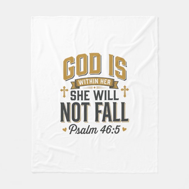 Psalm 46_5 kristen typografi vektor fleecefilt (Framsidan)