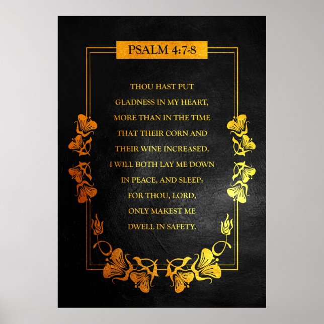 Psalm 4:7-8 Bibelverse Poster (Framsidan)