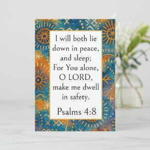Psalm 4:8 Bibelvers, Afrobohemisk Adire Tyg Kort