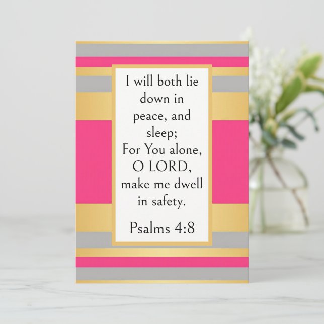 Psalm 4:8 Bibelvers, Fridfull Sömn Skrift  Kort (Stående Fram)