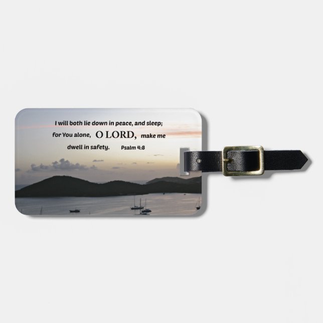 Psalm 4:8 Jag ljuger ner i fred.... Bagagebricka (Horisontell Framsida)