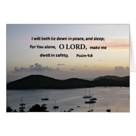 Psalm 4:8 Jag ljuger ner i fred.... Hälsningskort