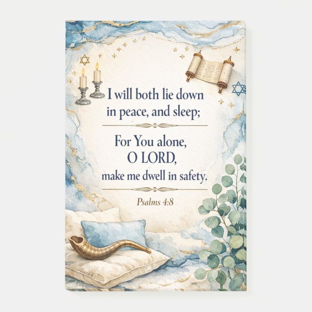 Psalm 4:8 - Jag ska både lägga mig ner  Post-it Block (Framsida)