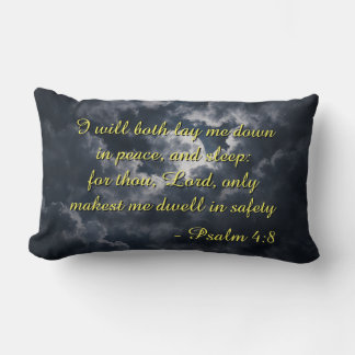 Psalm 4:8 Kudde med nattbakgrund. Tvåspråkig