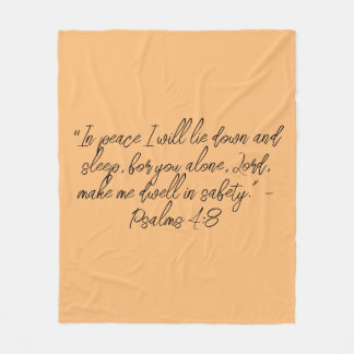 Psalm 4:8 Ljuger ner och vilobibel verse kristen Fleecefilt