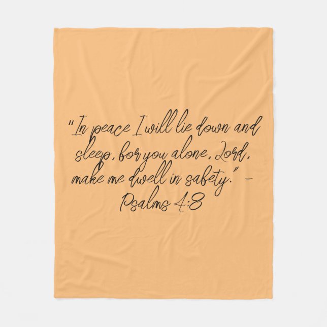 Psalm 4:8 Ljuger ner och vilobibel verse kristen Fleecefilt (Framsidan)