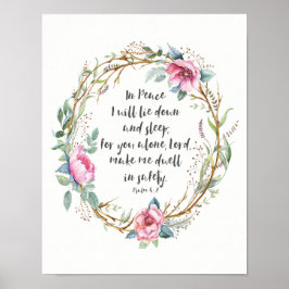 Psalm 4:8 Vattenfärgning Utandning Poster