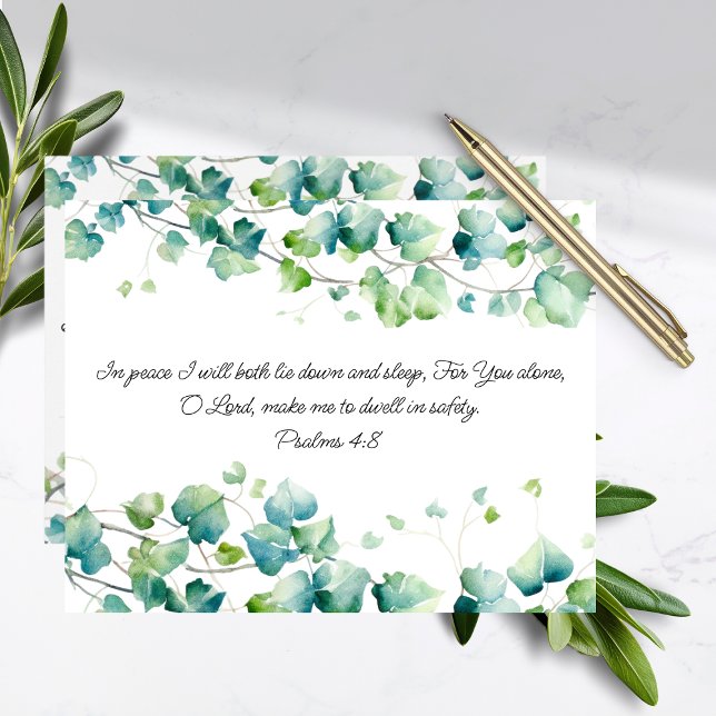 Psalm 4:8 Vitanteckningskort för burmesiska ivoria Anteckningskort (Skapare uppladdad)