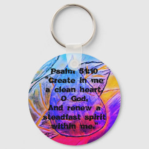 Psalm 51:10 - Bibelskrift - Förnya mig Nyckelring