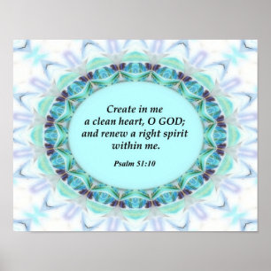 Psalm 51:10 Christian Poster
