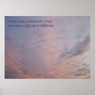 Psalm 51:10 Poster Rosa moln på Blå himmel