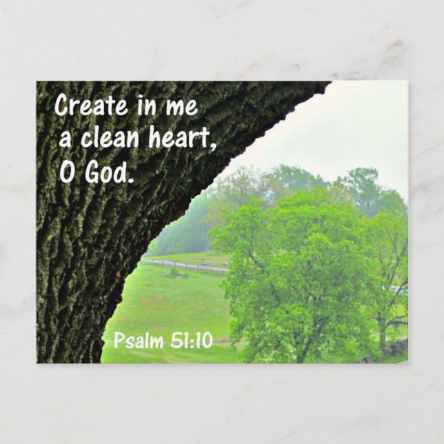 Psalm 51:10 Skapa ett rent hjärta i mig Vykort (Framsida)