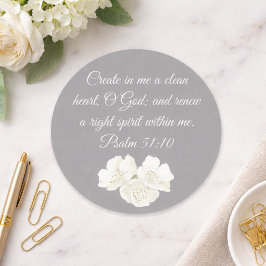 Psalm 51:10 Skapa i mig vita blommor Kristna Runt Klistermärke