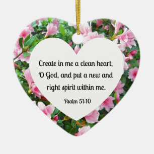 Psalm 51:10 Skapar i mig ett rent hjärta... Julgransprydnad Keramik