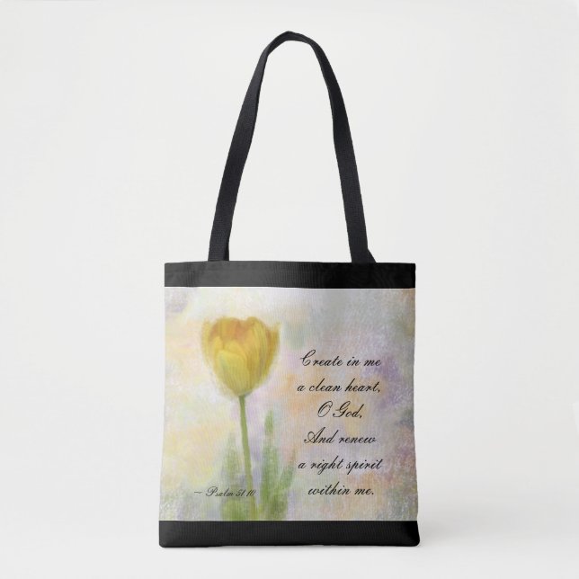 Psalm 51:10 Skapar i mig ett rent hjärta O Gud Tygkasse (Framsida)