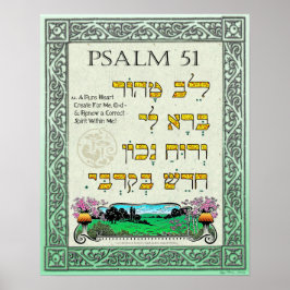 Psalm 51:12 ~ Hebrew, Engelsk och translitterering Poster