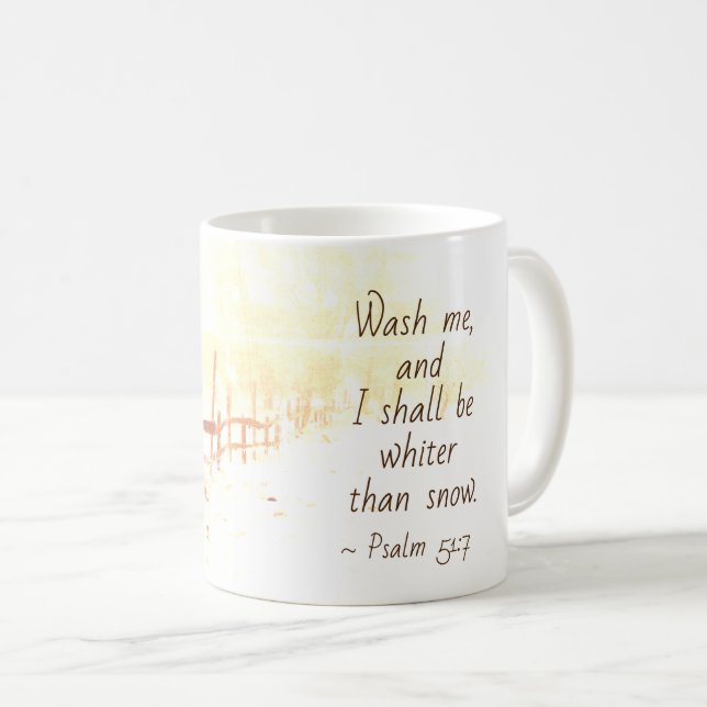 Psalm 51:7 Tvättar mig och jag ska vara vitare än  Kaffemugg (Framsida höger)
