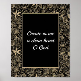 Psalm 51 Anpassningsbars Blommigt Blek Guld Black  Poster