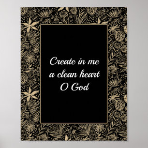 Psalm 51 Anpassningsbars Blommigt Blek Guld Black  Poster